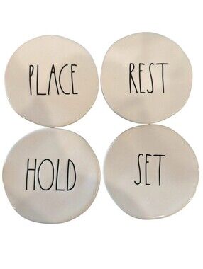 Rae Dunn Ceramic Coasters Set.